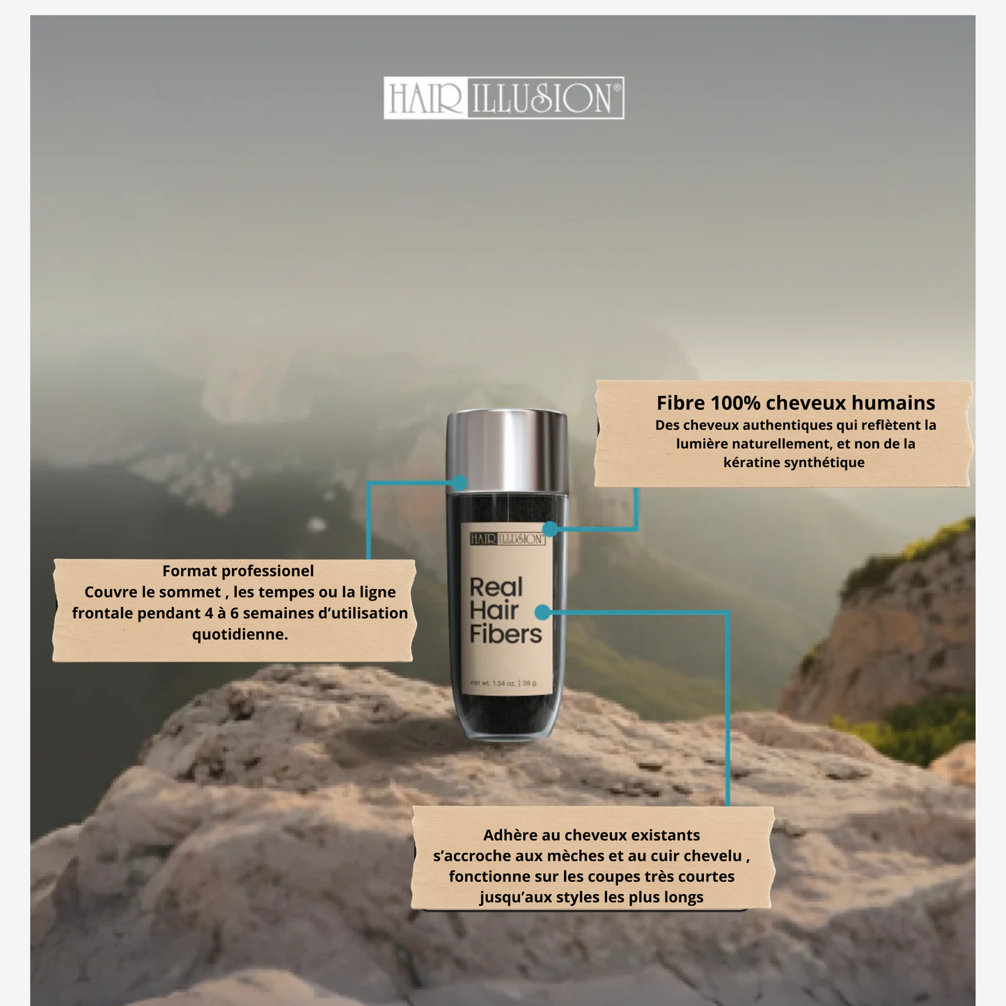 Hair Illusion Vraies Fibres Capillaires 38g + Accessoires